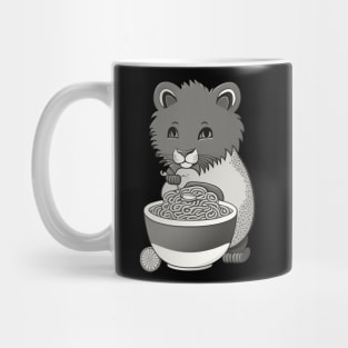 funny cat eating spaghetti by kaziknows Mug